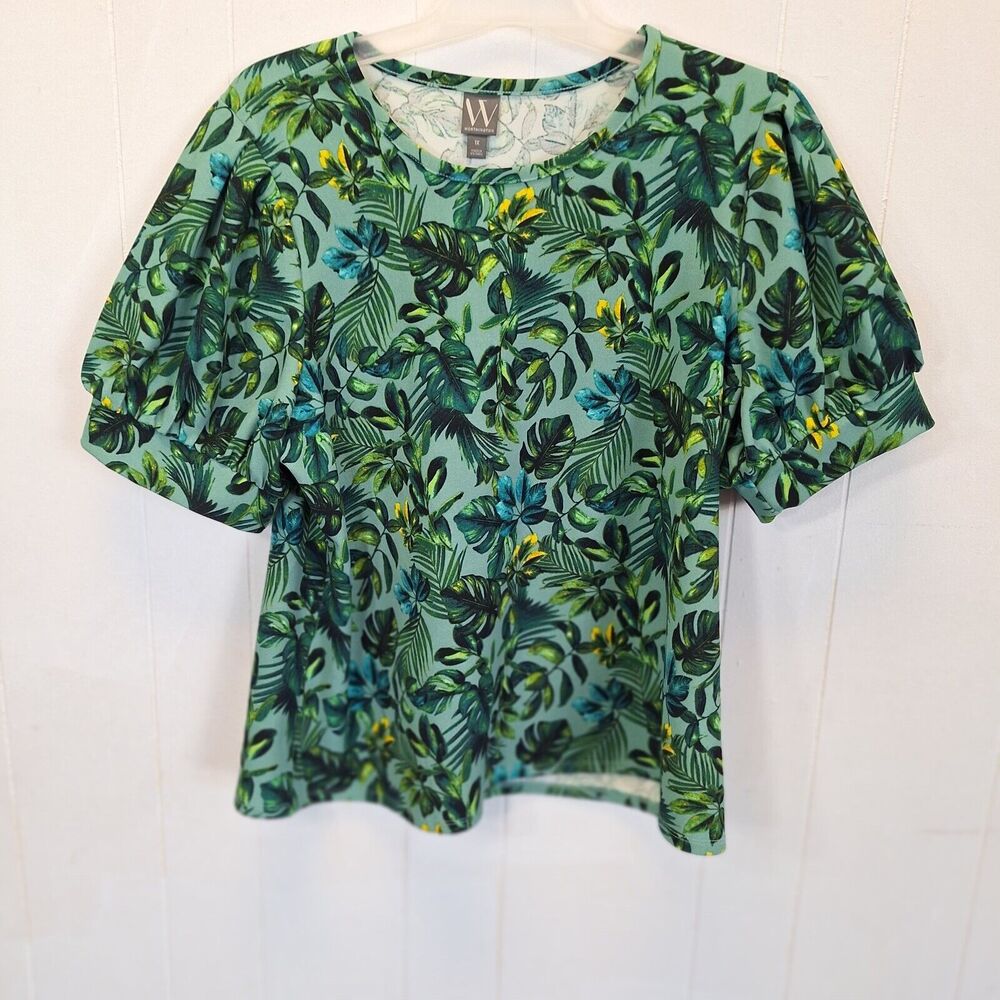 Worthington Blouse Women's 1XL Green Floral